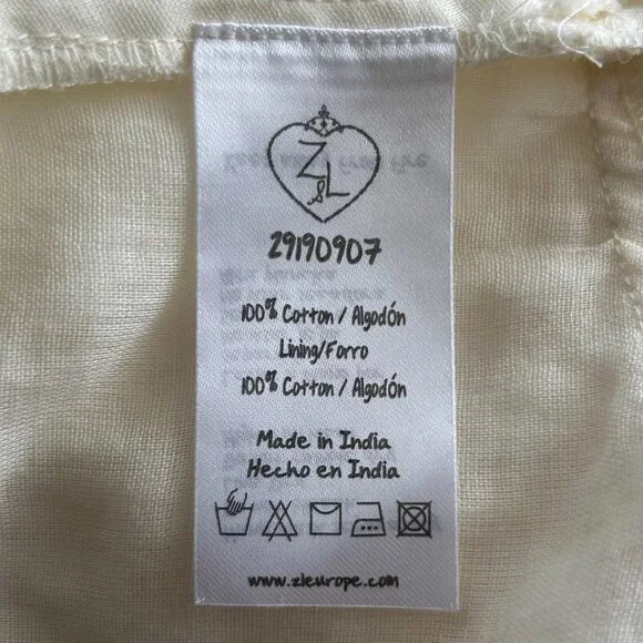 Z&L Europe Hampton Crop Top Ivory Open Back Puff Sleeve Size L - Picture 9 of 9